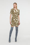Vestido Animale Mini Com Franzido