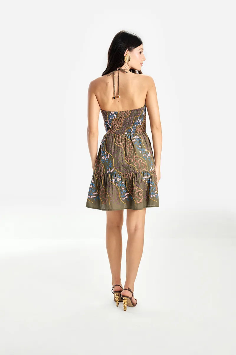 Vestido Skunk Bordado Green Lastex