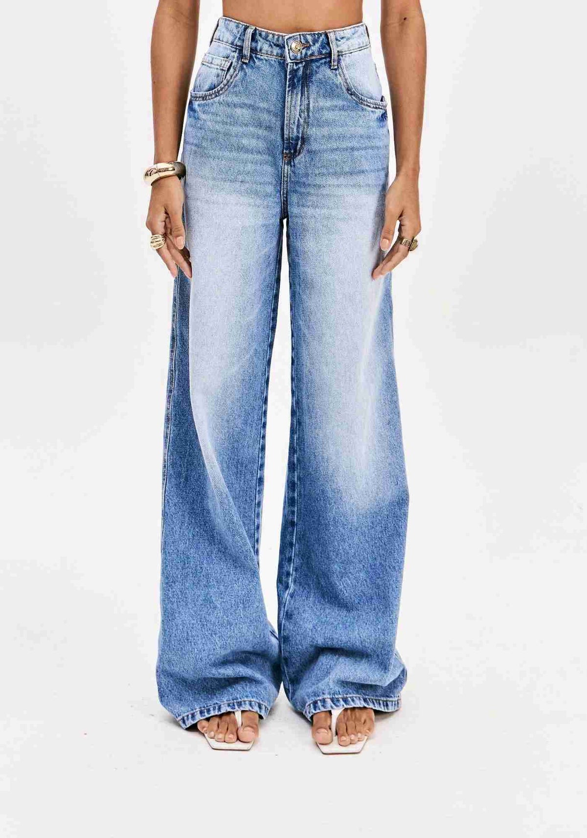 Calca Jeans Wide Leg Super High