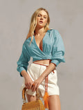 Camisa Skunk Cropped Transpasse Violeta